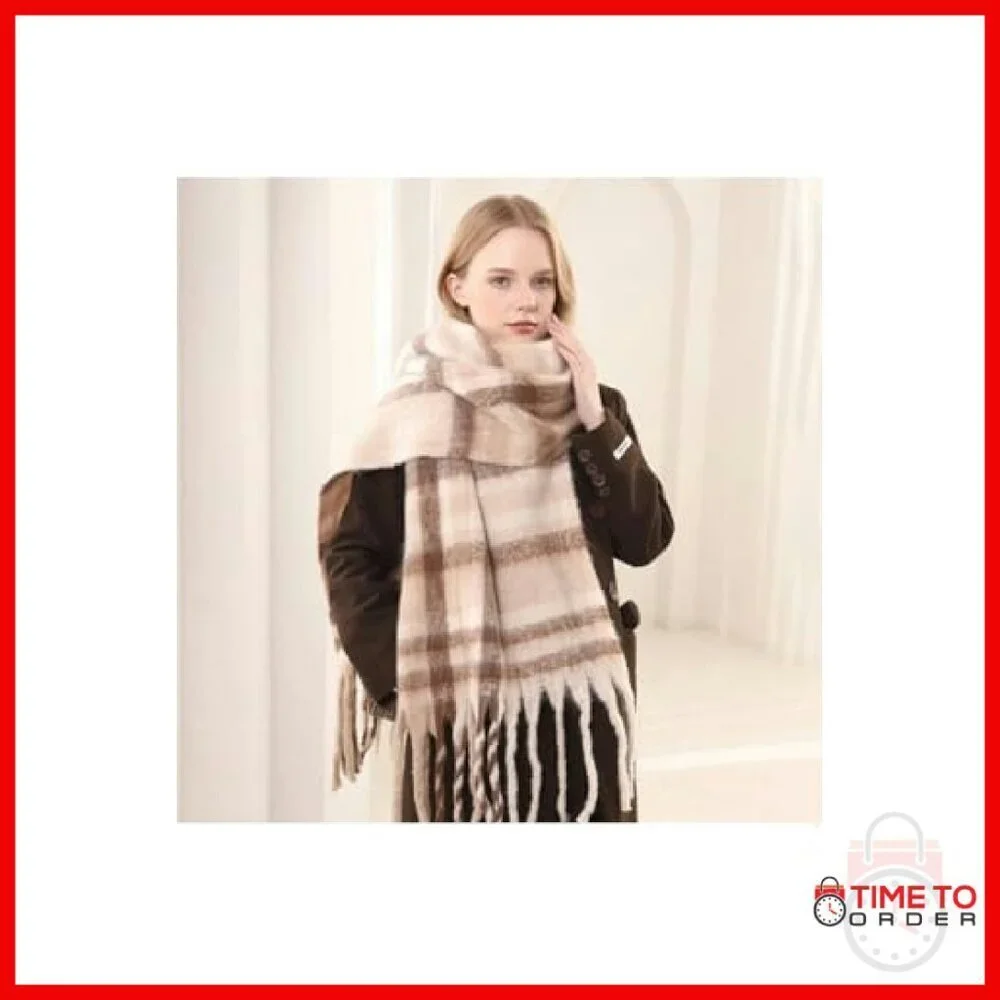 Oversized Chunky Mohair Scarf Shawl Wrap Blanket Winter Warm